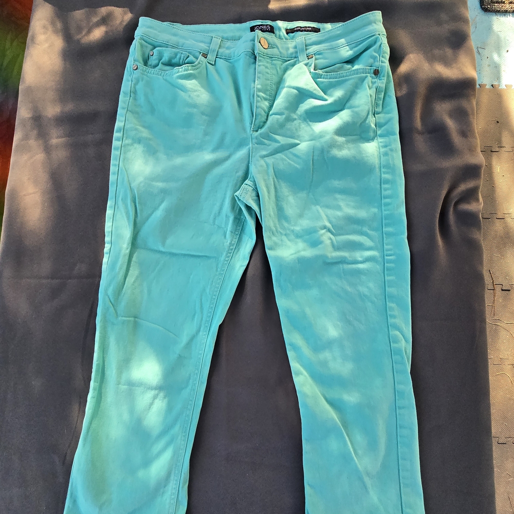 Jones New York Teal Bleecker Capri Classic Stretch 12 A-3